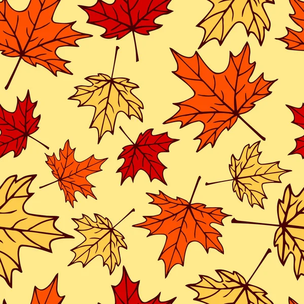 Motif Sans Couture Avec Des Feuilles Érable Automne Dans Les — Image vectorielle