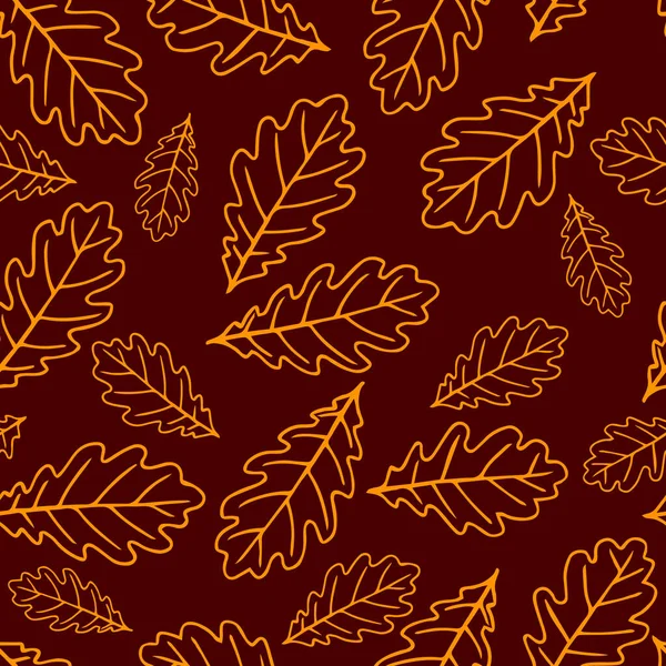 Motif Sans Couture Avec Feuilles Chêne Automne Orange Beige Brun — Image vectorielle