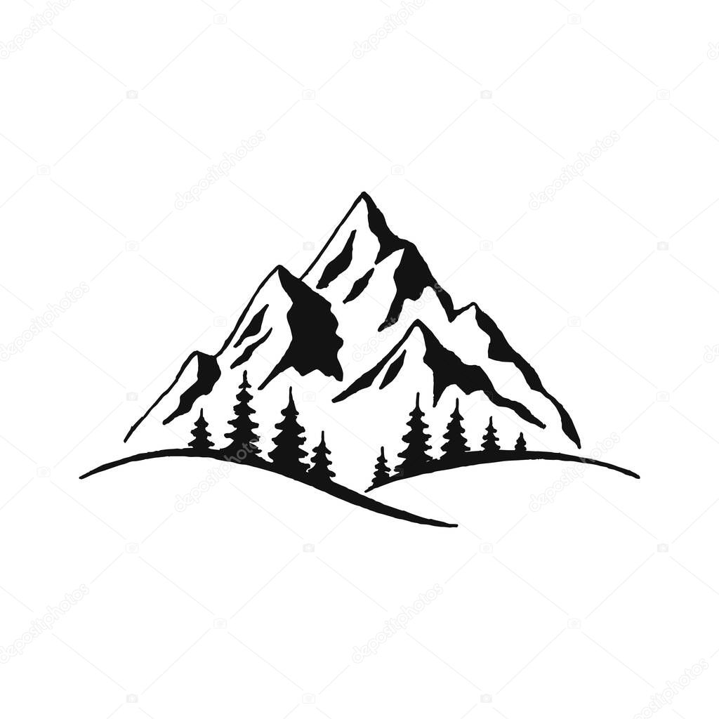 Ilustración Vectorial Dibujada Mano Del Paisaje Montaña Vector de stock por  ©KuznetsovaDarja 408391746, image size:1024x1024