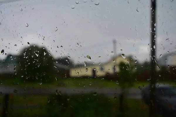 Gotas Água Vidro Chuva — Fotografia de Stock