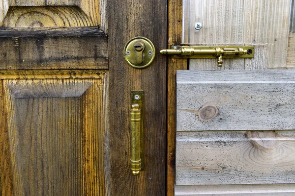 Handle Lock Wooden Door — Stock Photo, Image