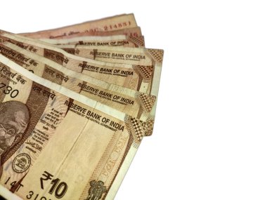 Bankanın para birimi notları bohça arkaplan, para değişimi beyaz arkaplan kavramı.