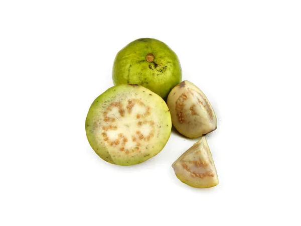 Guava amrud cut slices white pulp with Space for text Stock Image