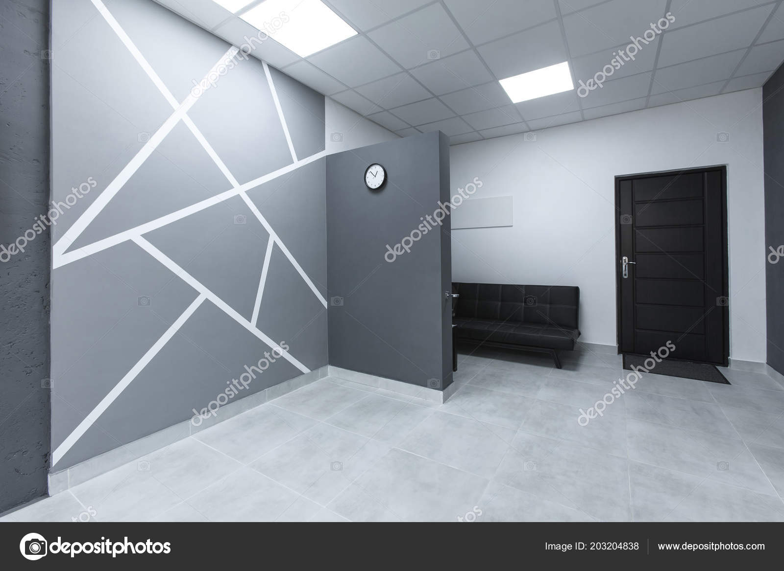 Creative Office Grey Desing Concrete Elements White Stripes