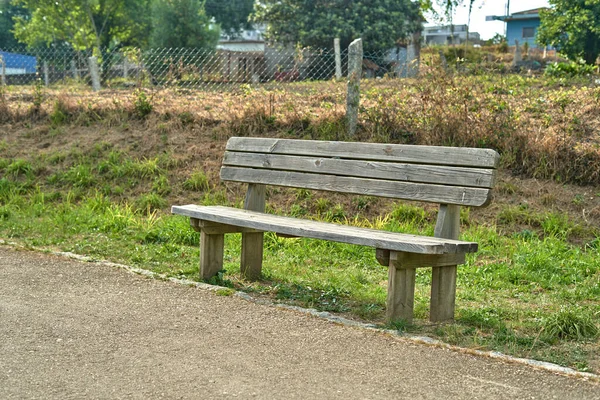 Wooden Bench Green Landscape — Stock Photo, Image