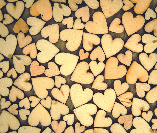 Holz Herz Auf Holz Hintergrund Valentin Konzept Mit Selektivem Roten — Stockfoto