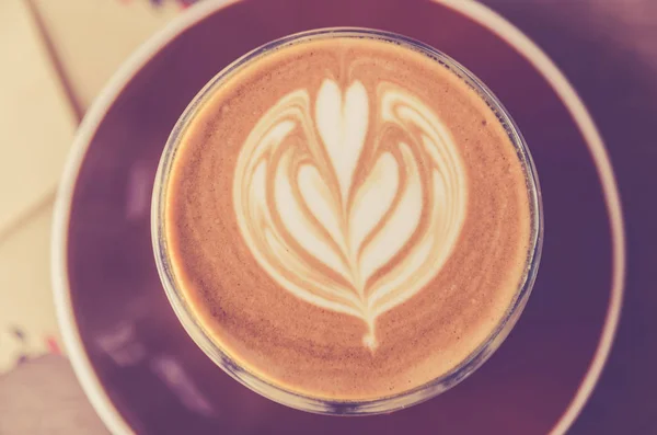 Filiżanka Kawy Pięknym Latte Art — Zdjęcie stockowe