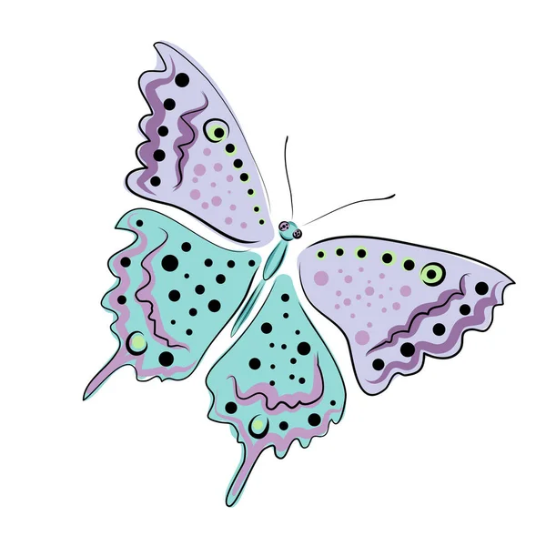 Polilla Dibujada Mano Mariposas Ilustración Vectorial Color Pastel Color Lila — Archivo Imágenes Vectoriales