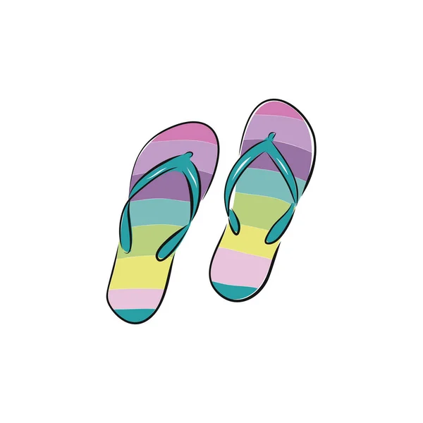 Two Swimwear Sandles Isolated Bright Color Hand Drawn Icon Sketchy — Stock Vector