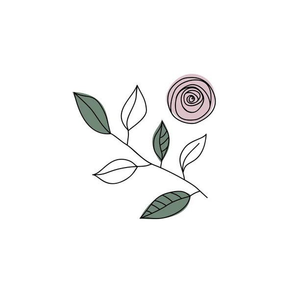 Conception Une Rose Ligne Illustration Vectorielle Style Minimalisme Dessinée Main — Image vectorielle