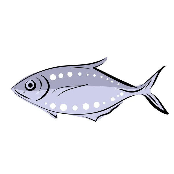 Ręcznie Rysowane Ryby Morskiego Życia Naklejki Kolekcji Pastelowym Kolorze Ilustracja — Wektor stockowy