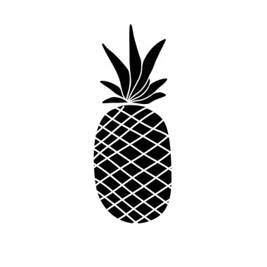Beyaz bir arkaplanda izole edilmiş ananas silueti çizilmiş el çizimi. Simge, imzala. Sanat logosu tasarımı.