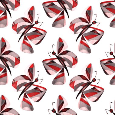 Soyut kelebeklerle dekoratif, pürüzsüz desen. Güzel bir yaz baskısı. Renkli yaratıcı desen.