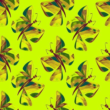 Soyut kelebeklerle dekoratif, pürüzsüz desen. Güzel bir yaz baskısı. Renkli yaratıcı desen.