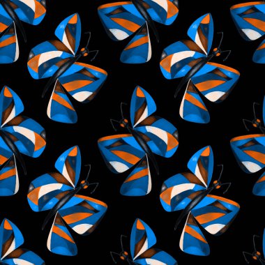 Soyut kelebeklerle dekoratif, pürüzsüz desen. Güzel bir yaz baskısı. Renkli yaratıcı desen.