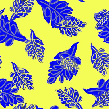 Suluboya yapraklı, soyut, pürüzsüz desen. Rowan. Akçaağaç. Oaktree. Güzel, doğal sonbahar baskısı. Renkli el çizimi illüstrasyon.