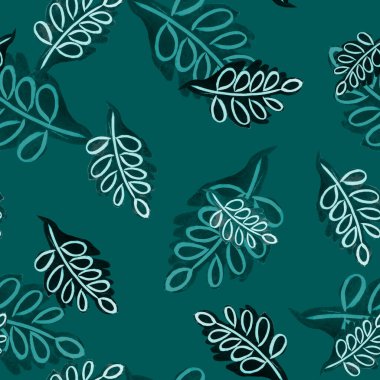 Suluboya yapraklı, soyut, pürüzsüz desen. Rowan. Akçaağaç. Oaktree. Güzel, doğal sonbahar baskısı. Renkli el çizimi illüstrasyon.