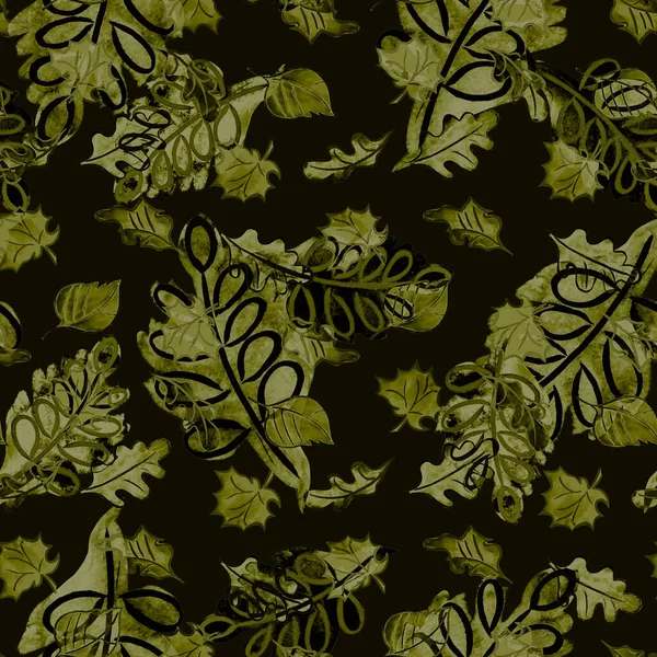 Αφηρημένη Αδιάλειπτη Μοτίβο Φύλλα Ακουαρέλας Όκτρι Μέιπλ Όμορφη Φυσική Φθινοπωρινή — Φωτογραφία Αρχείου