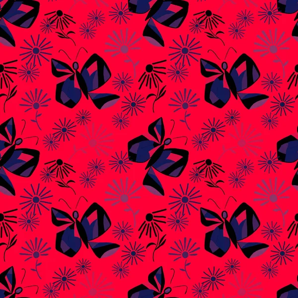 Креативный Безмордонный Узор Бабочками Прекрасная Летняя Печать Цветочный Фон — стоковое фото