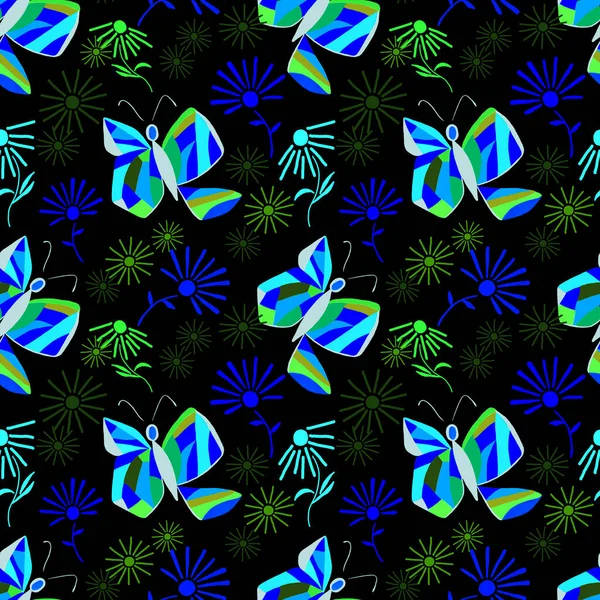 Patrón Creativo Sin Costuras Con Mariposas Abstractas Hermosa Impresión Verano —  Fotos de Stock