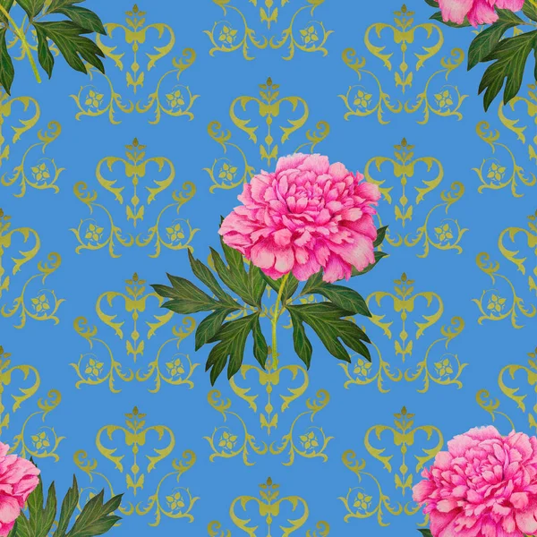 Abstract Seamless Pattern Blooming Peonies Decorative Background Summer Floral Print — Stock Photo, Image