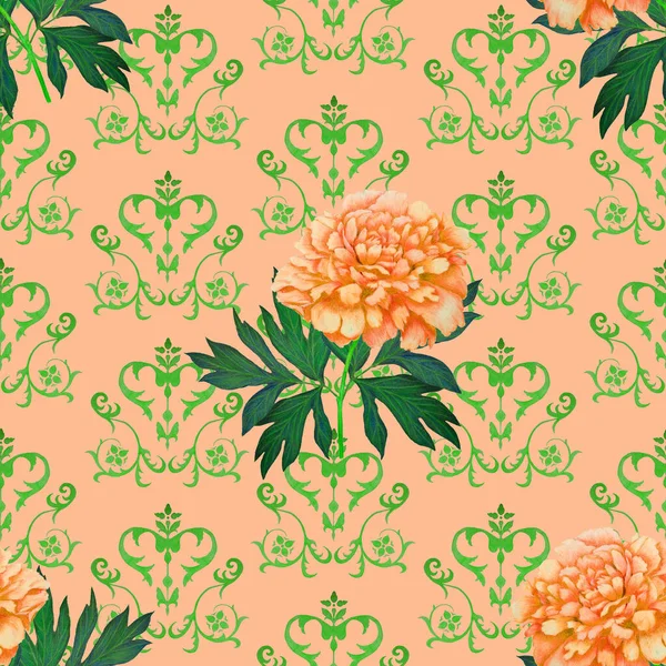 Abstract Seamless Pattern Blooming Peonies Decorative Background Summer Floral Print — Stock Photo, Image