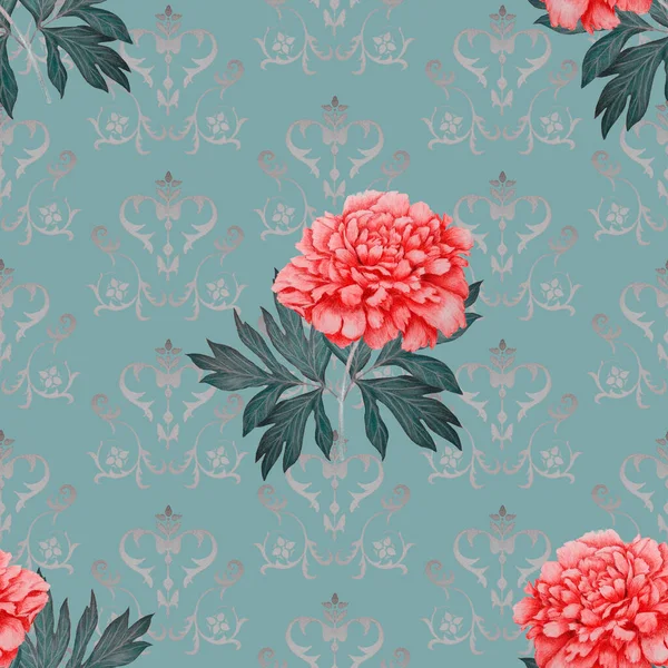 Abstract Seamless Pattern Blooming Peonies Decorative Background Summer Floral Print — Stock Photo, Image