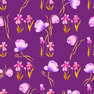 Çiçeksiz desenli suluboya orman çiçekleri. Renkli doğa geçmişi. Güzel bir yaz baskısı. Herhangi bir tasarım için.