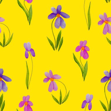 Çiçeklerle suluboya desenli çiçek deseni. Renkli doğa geçmişi. Güzel bir yaz baskısı. Herhangi bir tasarım için.