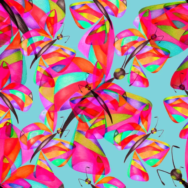 Δημιουργικό Μοτίβο Χωρίς Ραφή Αφηρημένες Πεταλούδες Ωραία Καλοκαιρινή Εκτύπωση Πολύχρωμο — Φωτογραφία Αρχείου