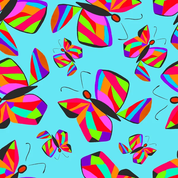 Kreatywny Bezszwowy Wzór Abstrakcyjnymi Motylami Piękny Letni Druk Kolorowy Wzór — Zdjęcie stockowe