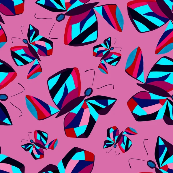 Patrón Creativo Sin Costuras Con Mariposas Abstractas Hermosa Impresión Verano — Foto de Stock