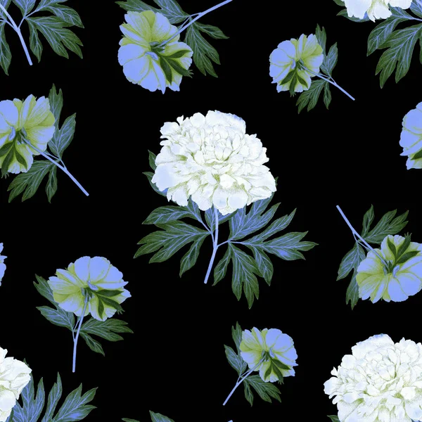 Patrón Sin Costura Floral Con Hermosas Peonías Florecientes Vintage Estampado —  Fotos de Stock