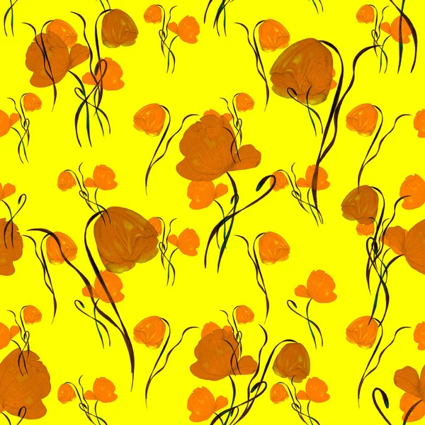 Квітковий Безшовний Візерунок Акварельними Лісовими Квітами Барвистий Фон Природи Прекрасний — стокове фото