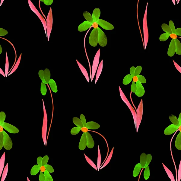 Bloemen Naadloos Patroon Met Aquarelbloemen Kleurrijke Natuur Achtergrond Mooie Zomerprint — Stockfoto