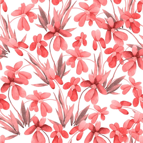 Florales Nahtloses Muster Mit Aquarellblumen Bunte Natur Hintergrund Schöner Sommerdruck — Stockfoto