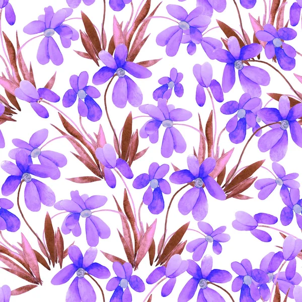 Blommigt Sömlöst Mönster Med Akvarellblommor Färgglada Natur Bakgrund Vackert Sommartryck — Stockfoto