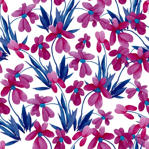 Florales Nahtloses Muster Mit Aquarellblumen Bunte Natur Hintergrund Schöner Sommerdruck — Stockfoto