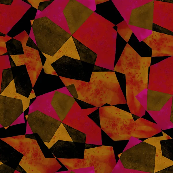 Wzór Bezszwowy Akwarela Abstrakcyjną Fakturą Geometryczną Witraże Praca Nowoczesnym Geometrycznym — Zdjęcie stockowe