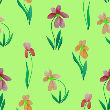 Çiçeklerle suluboya desenli çiçek deseni. Renkli doğa geçmişi. Güzel bir yaz baskısı. Herhangi bir tasarım için.