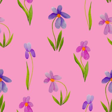 Çiçeklerle suluboya desenli çiçek deseni. Renkli doğa geçmişi. Güzel bir yaz baskısı. Herhangi bir tasarım için.