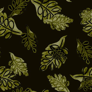 Suluboya yapraklı, soyut, pürüzsüz desen. Rowan. Güzel, doğal sonbahar baskısı. Renkli el çizimi illüstrasyon.