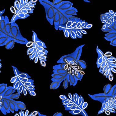 Suluboya yapraklı, soyut, pürüzsüz desen. Rowan. Güzel, doğal sonbahar baskısı. Renkli el çizimi illüstrasyon.