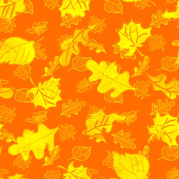 Abstrakcyjny Bezszwowy Wzór Liśćmi Akwareli Piękny Naturalny Jesienny Druk Kolorowe — Zdjęcie stockowe
