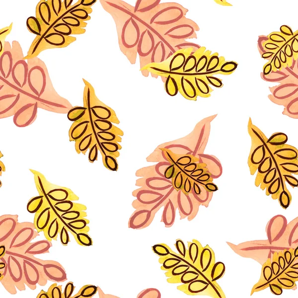 Абстрактный Бесшовный Рисунок Акварелью Роуэн Естественный Осенний Принт Красочная Ручная — стоковое фото