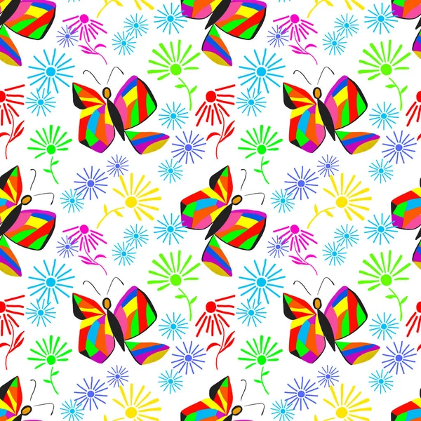 Decorative Seamless Pattern Abstract Butterflies Beautiful Summer Print Colorful Creative — Stock Photo, Image
