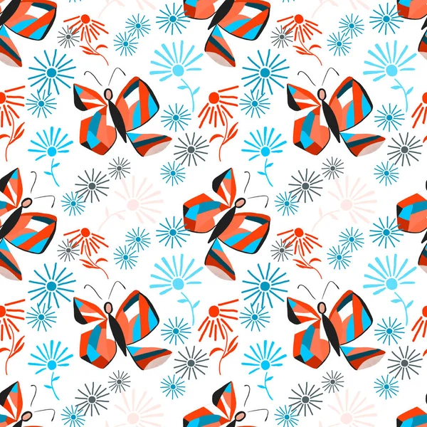 Decoratief Naadloos Patroon Met Abstracte Vlinders Mooie Zomerprint Kleurrijk Creatief — Stockfoto