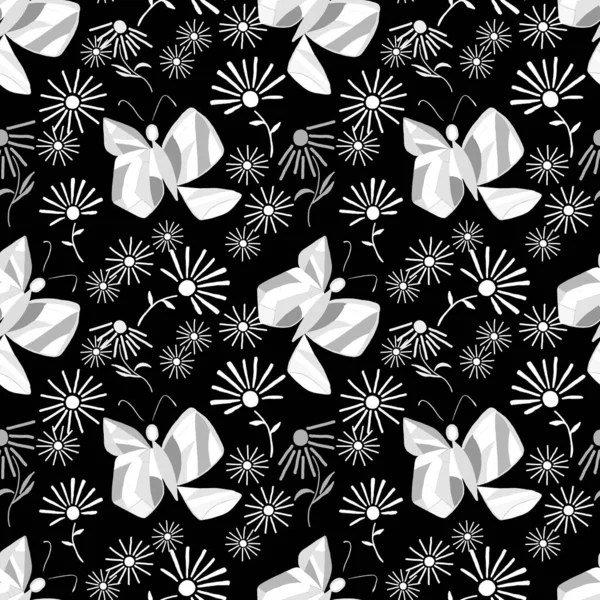 Padrão Sem Costura Decorativa Com Borboletas Abstratas Bela Gravura Verão — Fotografia de Stock
