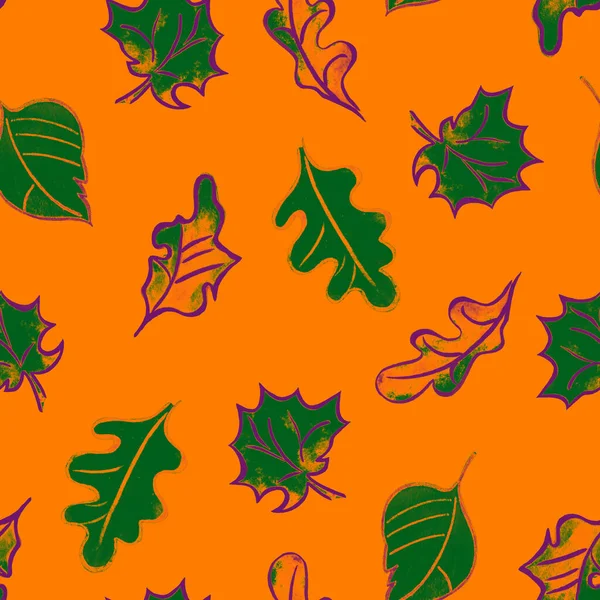 Padrão Sem Costura Abstrato Com Folhas Aquarela Maple Oaktree Bela — Fotografia de Stock