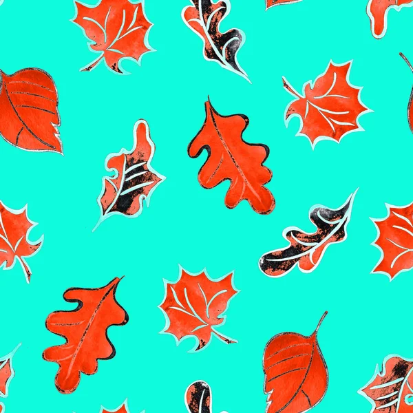 Padrão Sem Costura Abstrato Com Folhas Aquarela Maple Oaktree Bela — Fotografia de Stock